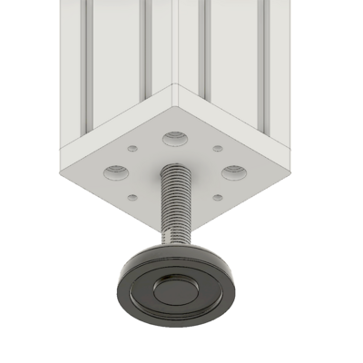 32-9090M16S-0 MODULAR SOLUTIONS FOOT & CASTER CONNECTING PLATE<BR>90MM X 90MM, M16 HOLE, SOLID ALUMINUM